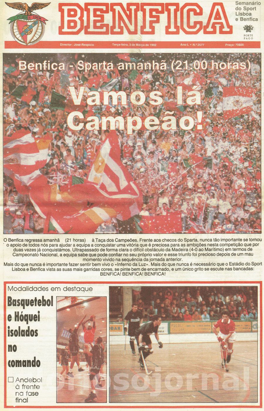 jornal o benfica 2577 1992-03-03